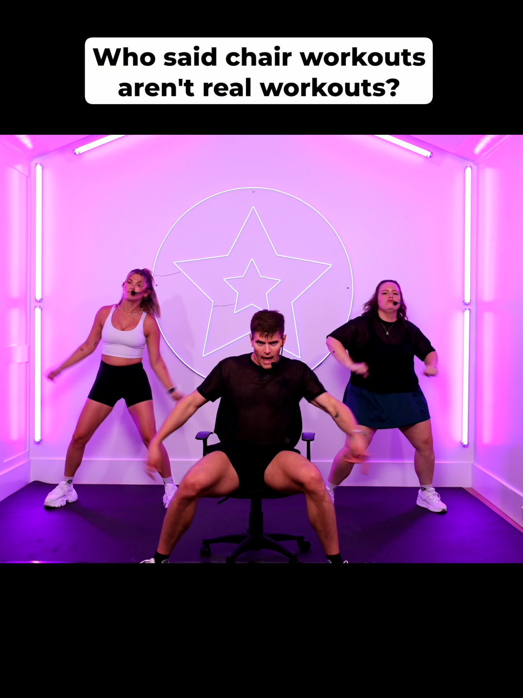 A post by @thefitnessmarshall on TikTok caption: everyone is invited to the dance party @adflorea @haleyjordan12  Clip from Booty Army 7/14/2025 Sweat Session