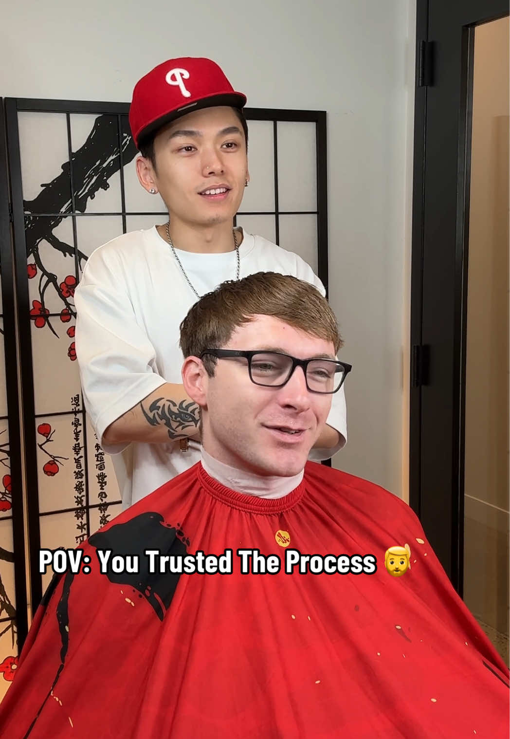 A post by @nguyensteadycutting on TikTok caption: Crazy how a haircut makes a difference! We gave him the warrior cut and got him right 🙂‍↕️ LINK IN BIO TO SET AN APPOINTMENT ‼️ _______________________________________ ##richmondvabarber##richmondva##vabarber##rvabarber##barber##taperfade##haircut##richmondbarber#nguyensteadycutting #warriorcut  #transformation 