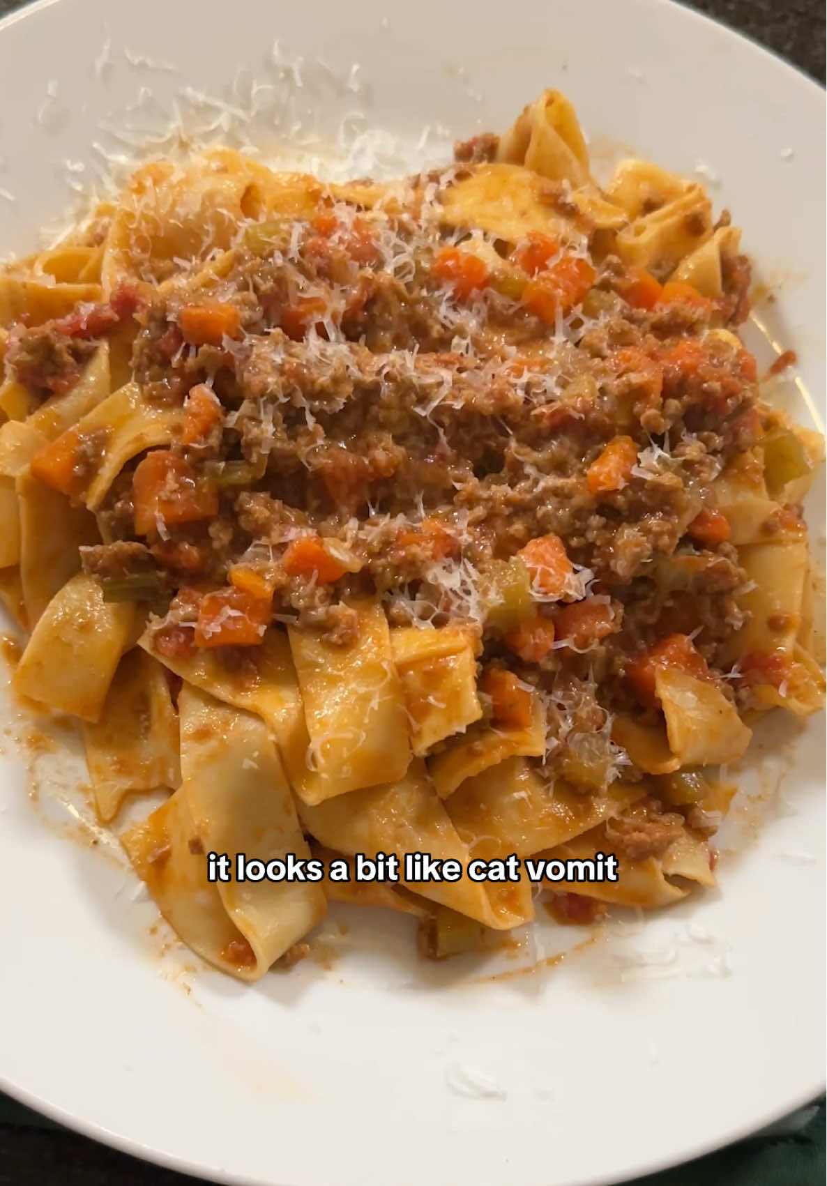 A post by @mattbellassai on TikTok caption: now accepting marriage applications from hot italians or individuals of equivalent hotness (Tagliatelle alla Bolognese recipe from The Essentials of Italian Cooking by Marcella Hazan, you can find it on @NYT Cooking) #funny #comedy #food #pasta #italian #italianfood
