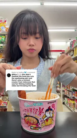A post by @serenalexoxo on TikTok caption: Replying to @Sadboy🦋  Let’s clear this up since some of y’all have zero critical thinking skills and two brain cells that refuse to work overtime. No, I’m not the person in that random 5-second TikTok some Indonesian creator posted. Shocker! I’m not the only one doing mukbangs in Korea. Congrats if that just blew your mind. If you’re gonna accuse someone of something, at least get their face in the video before jumping to conclusions. And while we’re here yes, I have a big appetite. No, I don’t look like your weird fantasy of what someone who eats “that much” should look like. And no, I don’t throw my food away.  Why would I spend money filming content just to trash perfectly good food? Make it make sense. If I have any leftovers I always bring it home. If I didn’t post myself licking the plate clean, you assume it’s in the trash? That’s not logic. That’s projection. And for the ones crying, “Why don’t you post the whole thing?” I don’t owe anyone a 20-minutes TikTok just to prove I chew and swallow. Not posting every second of every bite doesn’t mean I’m faking anything. But I guess you got what you wanted, here take your 20+ minutes of chewing, swallowing, and wiping my mouth. A long *ss Tiktok mukbang for the conspiracy theorists. This is the first and last time I’m spoon feeding you this version. Don’t get used to it. To my real supporters: I love you. I’m sorry if I miss your comments. I wish I could see every nice comment but the negativity buri*s them fast. But please know I see you, and I appreciate you more than you know. For those who actually want to watch a live mukbang maybe soon. For the rest of y’all? Next time, try thinking before you start barking. Or better yet, just scroll. #girldinner #koreaconveniencestore 
