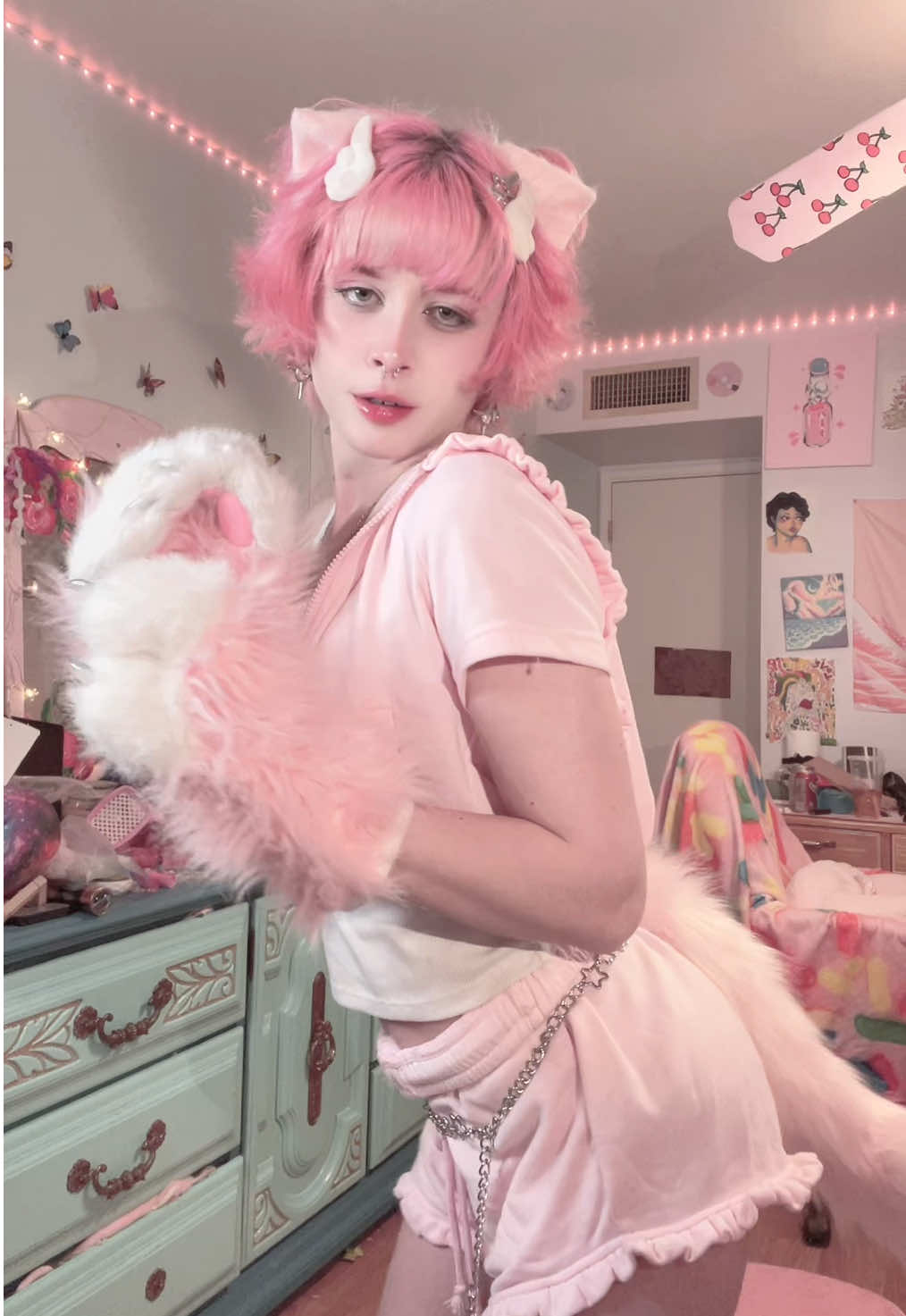 A post by @strawbabyboy on TikTok caption: this is truly my final form #femboy #fyp #femboytiktok #pink #kawaii #strawberry #fypシ #femboyfriday #kemonomimi 