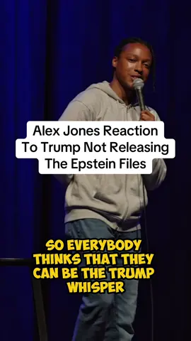 A post by @joshjohnsoncomedy on TikTok caption: Alex Jones Reaction To Trump Not Releasing The Epstein Files
