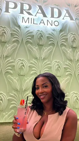 A post by @briotchhh on TikTok caption: Is The Prada Caffè worth the hype? The Prada Caffe at Harrods opened 2 years ago and it’s been a main attraction ever since! They offer Breakfast, Lunch and Dinner. We stopped by for breakfast and we were pleasantly surprised with how good the food was!!  📍 Prada Caffè / 87-135 Brompton Road, London, sw1x 7xl, England 🗓️: Open Monday-Saturday from 9AM-9PM & Sunday 12PM-6PM 💚 Yogurt & Granola 💚 Bread & Jam  💚 Crispy Bacon 💚 Scrambled Eggs  💚 Paloma  To answer the question, YES! Save this for your next trip to London 🇬🇧. #london #thingstodoinlondon #luxury #cafe #prada #pradacafe #breakfast #pastry #desserts