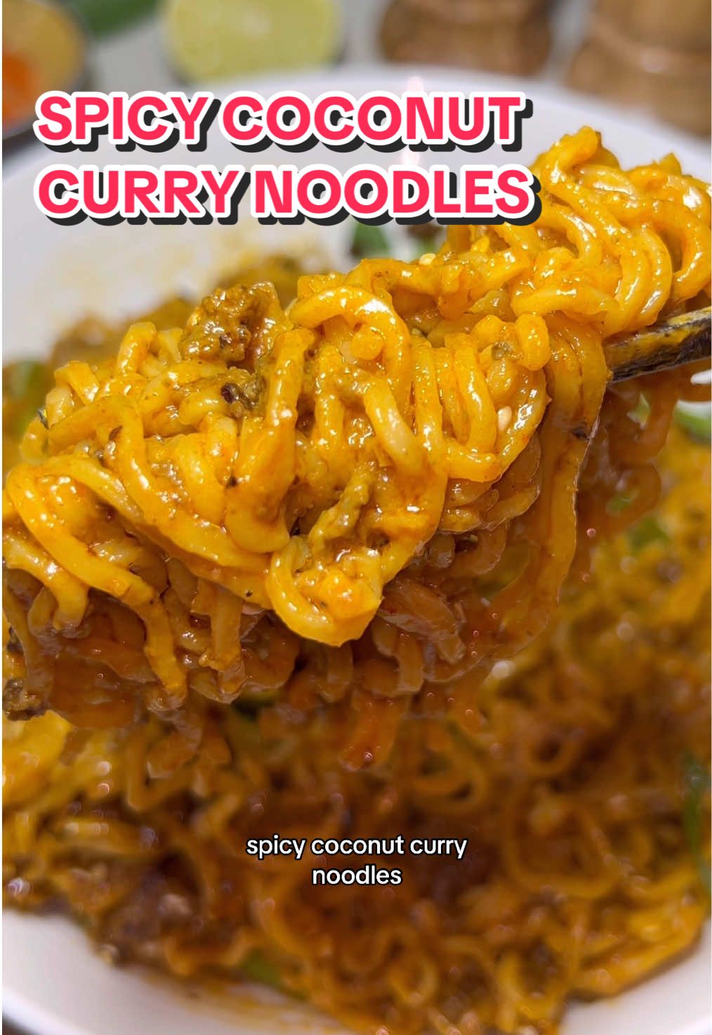 A post by @heresyourbite on TikTok caption: Spicy Coconut Curry Noodles with Crispy Ground Beef for Ep. 2 of Half Baked 🍜 When I saw @Emily Roz post this, I knew I had to recreate it. And let me tell you, these were incredible. It tastes like something you’d pick up from your favorite Thai spot, but it comes together in about 30 minutes and is totally budget-friendly. Cozy, spicy, saucy... basically everything you want in a bowl of noodles.  Ingredients below — full recipe is in my bio!  For the Curry Broth: 1 tbsp oil  1-inch piece fresh ginger, finely minced or grated 3 garlic cloves, finely minced 2 green onions, diced, whites and greens separated 1 tbsp tomato paste 1–2 tsp red curry paste 1–2 tsp fish sauce 1 tsp ground cumin ½ tsp ground turmeric ½ tsp ground coriander 1 can coconut milk (~13.5oz) 1/4 – 1/2 cup chicken broth Juice from ½ lime (or more to taste) For the Noodles: 2 packets ramen noodles  For the Crispy Ground Beef: 1/2 lb ground beef  Salt and pepper, to taste 1/2 tsp ground cumin 1/2 tsp ground coriander 1/4 tsp ground turmeric Splash of soy sauce   Splash of fish sauce For the Bok Choy: 2 baby bok choy, trimmed and halved Salt (for boiling water) Optional Garnish: Green onion tops, sliced Chili oil (drizzle to taste) Sesame seeds #currynoodles #curry #noodles #spicy #spicyfood #redcurry #beefnoodles #spicycurry #coconutcurry #easyrecipes #easyrecipe #dinner #Ýtưởngchobữatối #easydinner #easydinnerideas #30minutemeals #30minutemeals #quickmeals #quickrecipes #quickdinner #foodtok 
