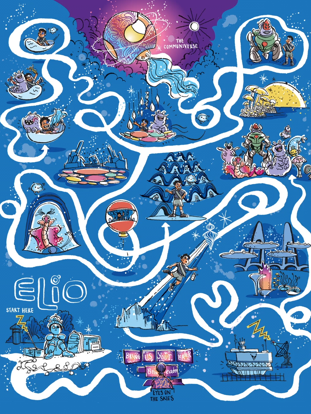 A post by @disney on TikTok caption: You and Elio are stuck in a cosmic maze! To escape, you'll need to find the right path that leads to the Communiverse. Did you make it? 🌟 Elio is now in theaters.