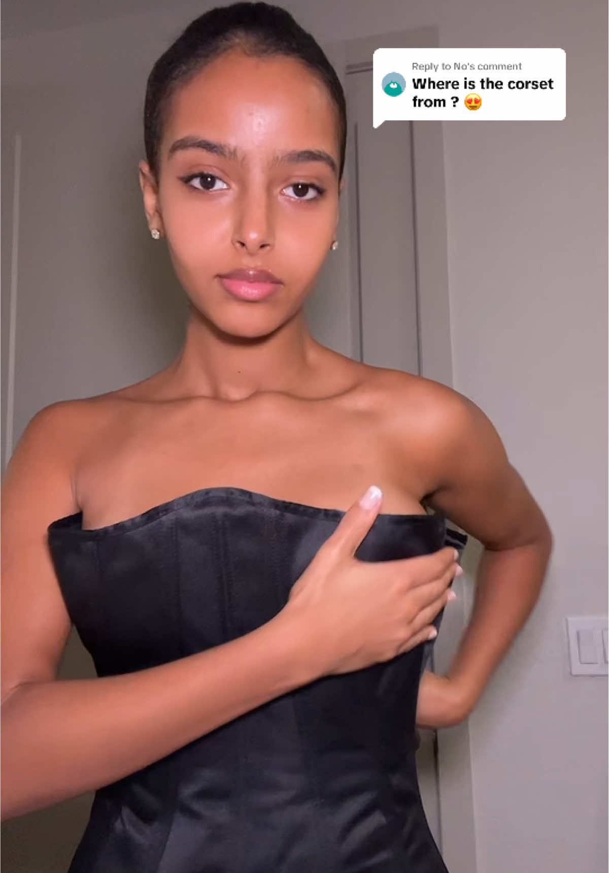 A post by @ on TikTok caption: Replying to @No i got a size small but i wish i got an xsmall my measurements are 33 bust & 23.5 waist 