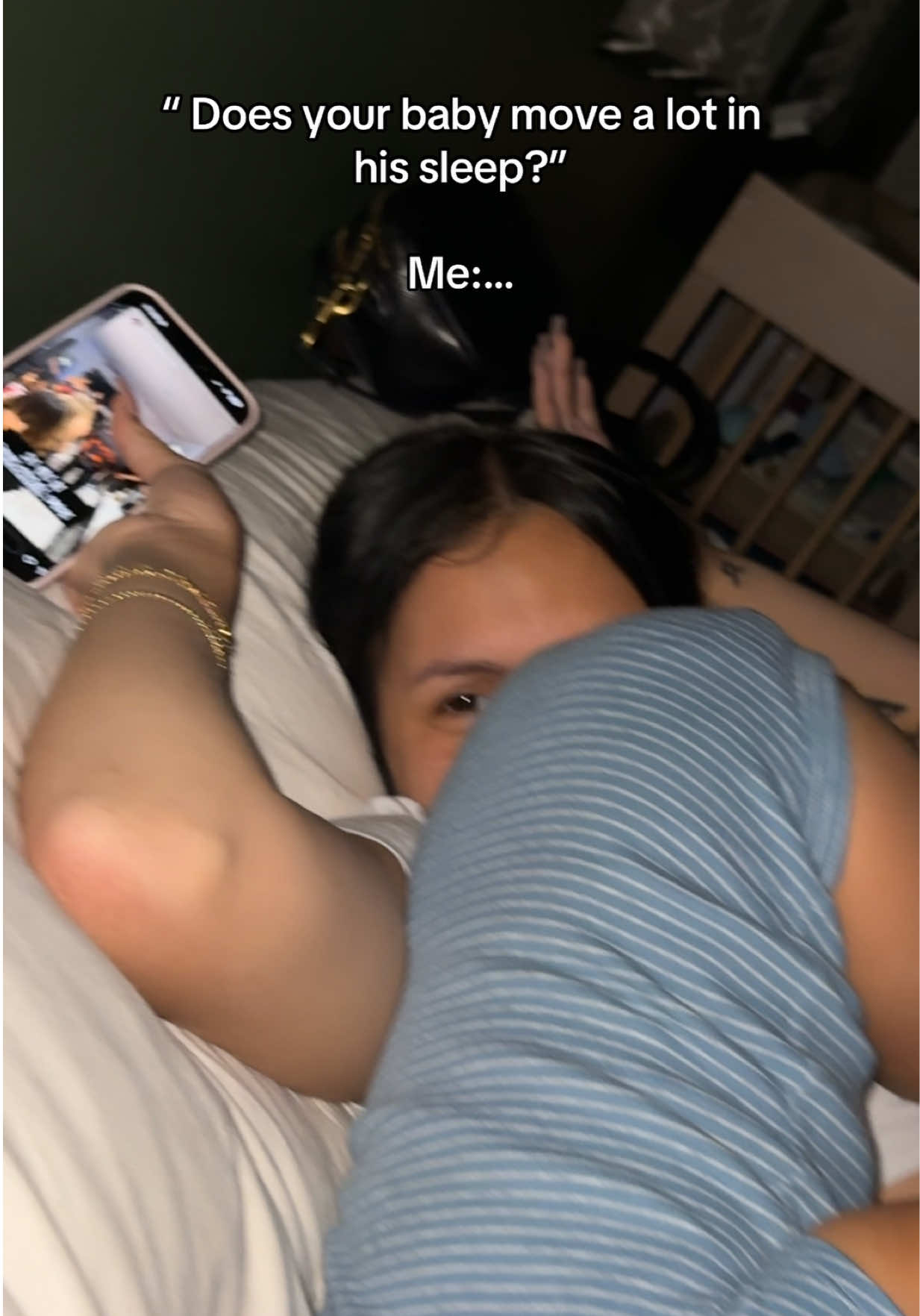 A post by @lilversachi on TikTok caption: At least he’s comfortable 🤣😭 #foryou #fy #fyp #viral #momtok #baby #babyboy #relatable 
