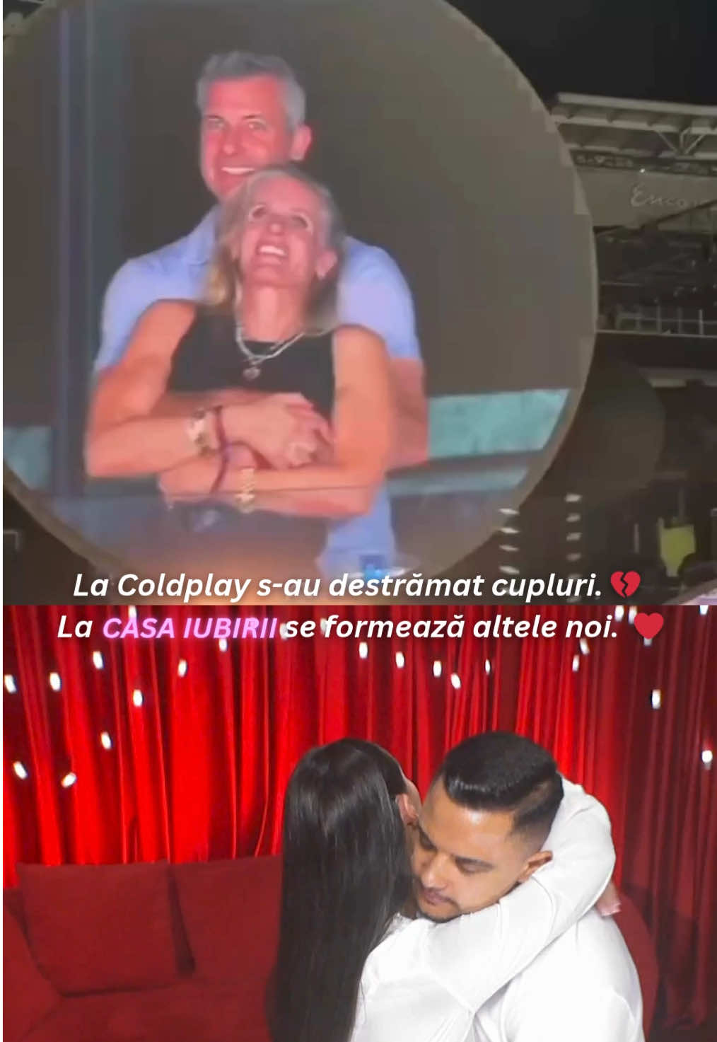A post by @casaiubirii.kanaldro on TikTok caption: La Coldplay s-au destrămat cupluri. 💔 La Casa Iubirii se formează altele noi. ❤️ Hai în Casa Iubirii să-ți găsești dragostea care ține mai mult decât o piesă de la Coldplay! 🤭 #casaiubirii #showbiz #kanaldromania #coldplay #concert #affair #coldplayaffair #castingcasaiubirii