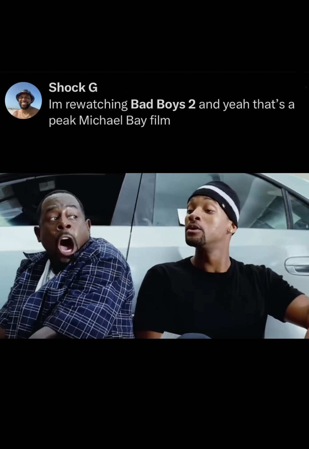 A post by @willsmith on TikTok caption: Damn! @Martin Lawrence @Michael Bay We really snapped with this one, didn’t we? Happy B Day, Bad Boys 2!