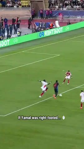 A post by @championsleague on TikTok caption: Lamine Yamal in a parallel universe 🌍💫 #UCL 