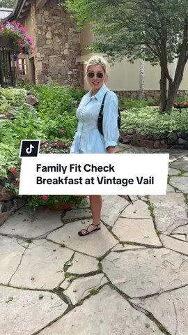 A post by @shelbstales on TikTok caption: we had breakfast at one of our favorite restaurants in Vail, CO this morning - Vintage Vail & this is what we all wore #familyvacation #vailcolorado #familyfitcheck #coloradosummer #midsizefashion #colorado #familyoutfits 