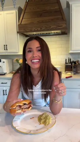 A post by @cecilybauchmann on TikTok caption: these k-rib sandwiches will be on repeat 👌🏼 @knorr 😋#ad #dinner #knorrpartner #walmartpartner  RECIPE BELOW:  BBQ SAUCE:  1 cup brown sugar  1 cup ketchup  3 tbsp molasses 1/4 cup apple cider vinegar  4 tsp ground black pepper  Ribs:  1lb ground pork  1/4 cup corn starch  3 tbsp ice water  Hoagie rolls (4) Pickle slices  Sliced white onion  1	For BBQ Sauce, whisk together brown sugar, ketchup, molasses, apple cider vinegar, 2 tsp Bouillon and black pepper in medium pot. Bring to a boil over medium-high heat, whisking frequently. Reduce heat and simmer, stirring occasionally, until thickened, about 10 minutes. 	2	Meanwhile, for Ribs, combine ground pork, cornstarch, water, and remaining Bouillon in medium bowl. Divide into 4 portions. On a sheet of foil, with wet hands, press each portion into a rectangle that’s roughly 7 x 3 inches. Cover patties with plastic wrap. Using the handle of a wooden spoon, create indentations to make patties look like “ribs”. 	3	Heat large nonstick skillet over medium-high heat; lift patties off foil and add to skillet. Cook 5 to 6 minutes, turning once until browned and cooked through. 	4	Brush both sides of patties generously with about ¾ cup of the BBQ Sauce. 	5	Place patties on roll bottoms. Evenly top with pickles and sliced onions, then roll tops and enjoy! Serve remaining BBQ Sauce on the side or save for another use.