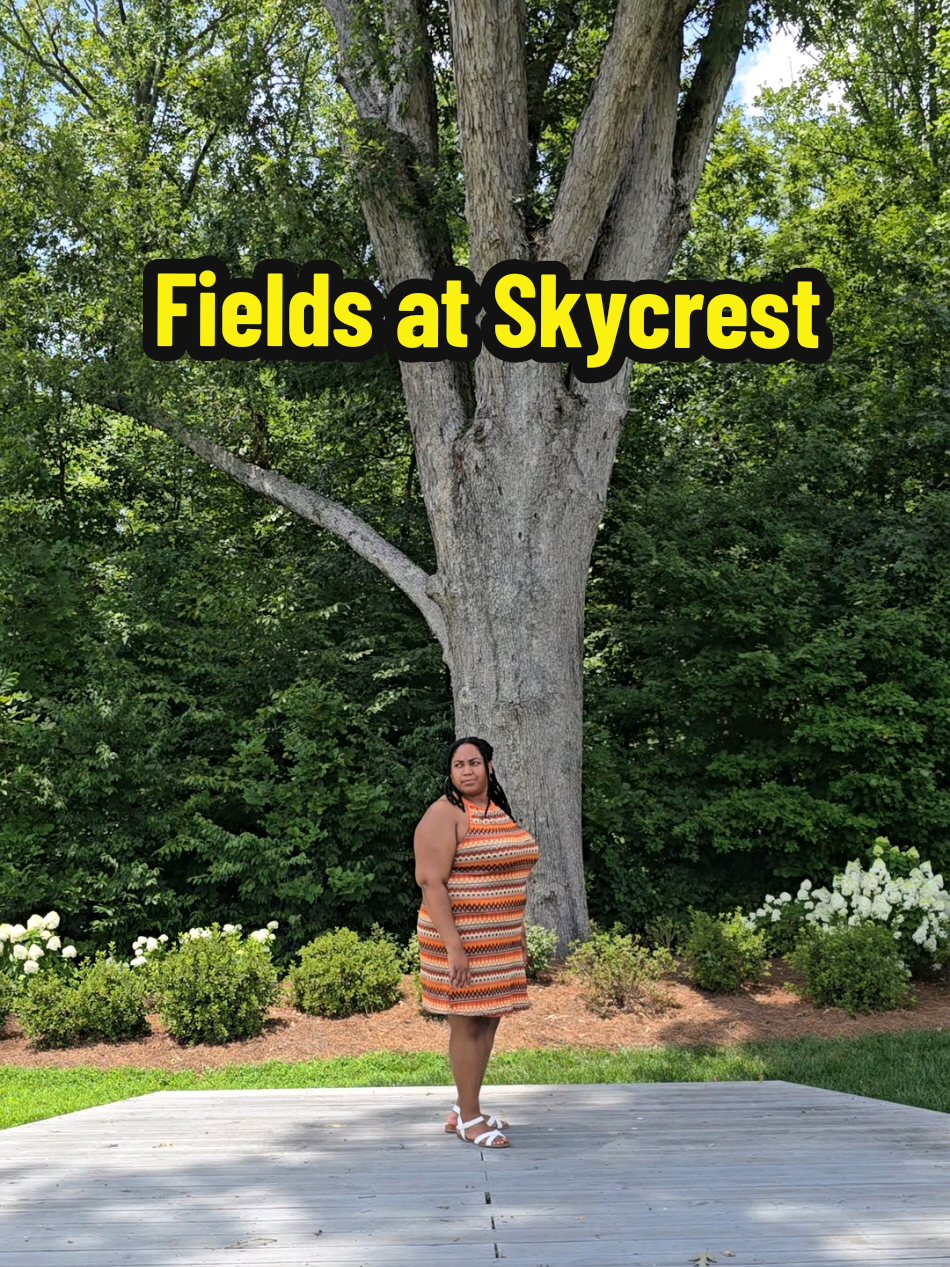 A post by @shantons7 on TikTok caption: Checked out @Fields at Skycrest and I’m obsessed! Located about an hour outside of Charlotte, this secluded venue sits on 95 acres of family-owned land, and offers plenty of spots to say "I do"! And don't even get me started on the get ready rooms; imagine the content you could make! 😍 Super peaceful and so pretty all around, and the staff was so friendly and amazing.  This is my fifth stop looking for wedding venues near Charlotte, NC as a bride-to-be. This wedding venue has everything you could possibly want, and more. Deciding on a venue is gonna be so hard, but I wonder which one I'm going to go with. Review coming soon!  #fieldsatskycrest #charlotteweddingvenues #weddingtiktok #2026bride #weddingvenuesclt 