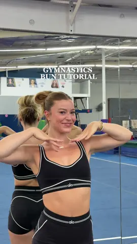 A post by @graciekramer8 on TikTok caption: GYM HAIR TUTORIAL✨🤸🏼🫶🏼 After 20 years of gymnastics, i’ve got my gym hair dialed + she’s not goin anywhere🤭 #gymnastics #hair #tutorial #howto #hairstyle #messybun #hairproducts #hairtips 