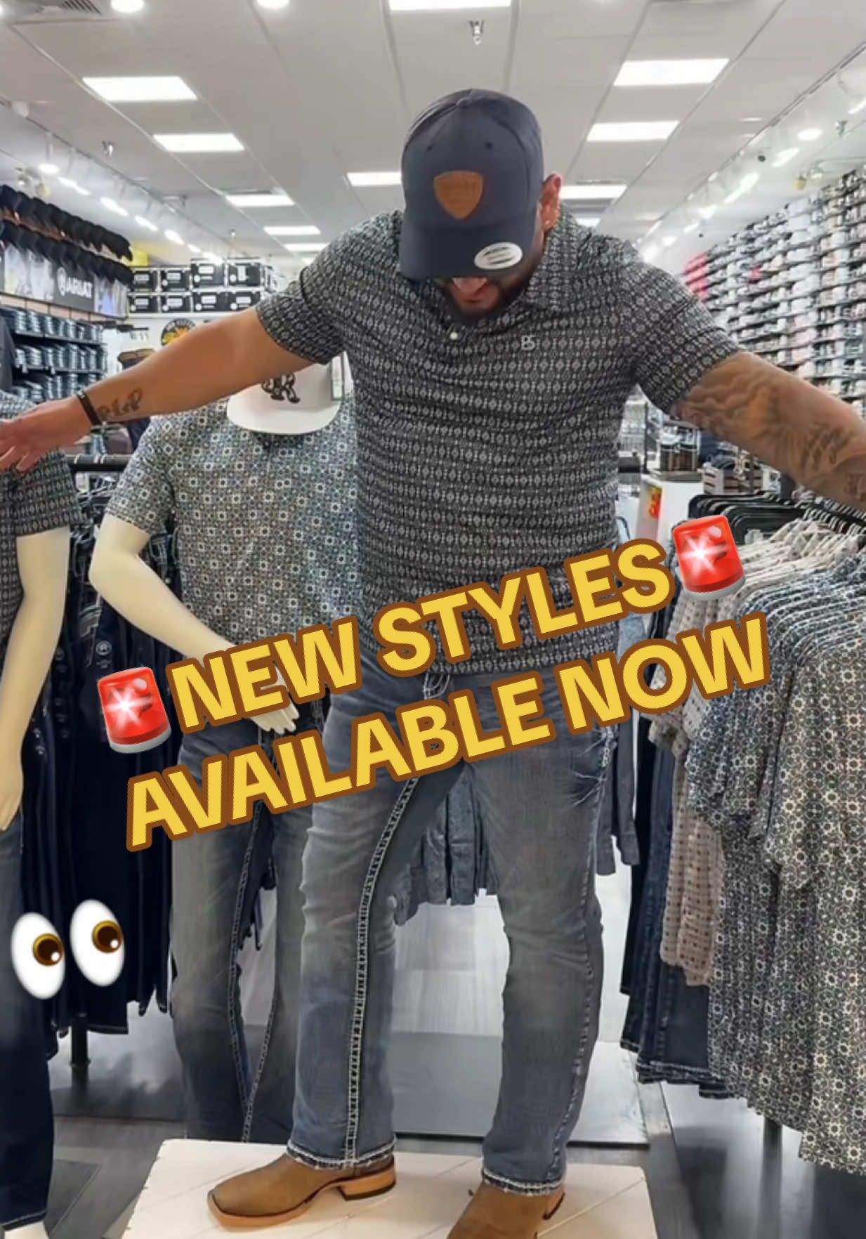 A post by @amigosproshop on TikTok caption: If a mannequin could speak that’s what it would say😌🤣 #jeans #jeansoutfit #western #westernfashion #stretchyjeans 