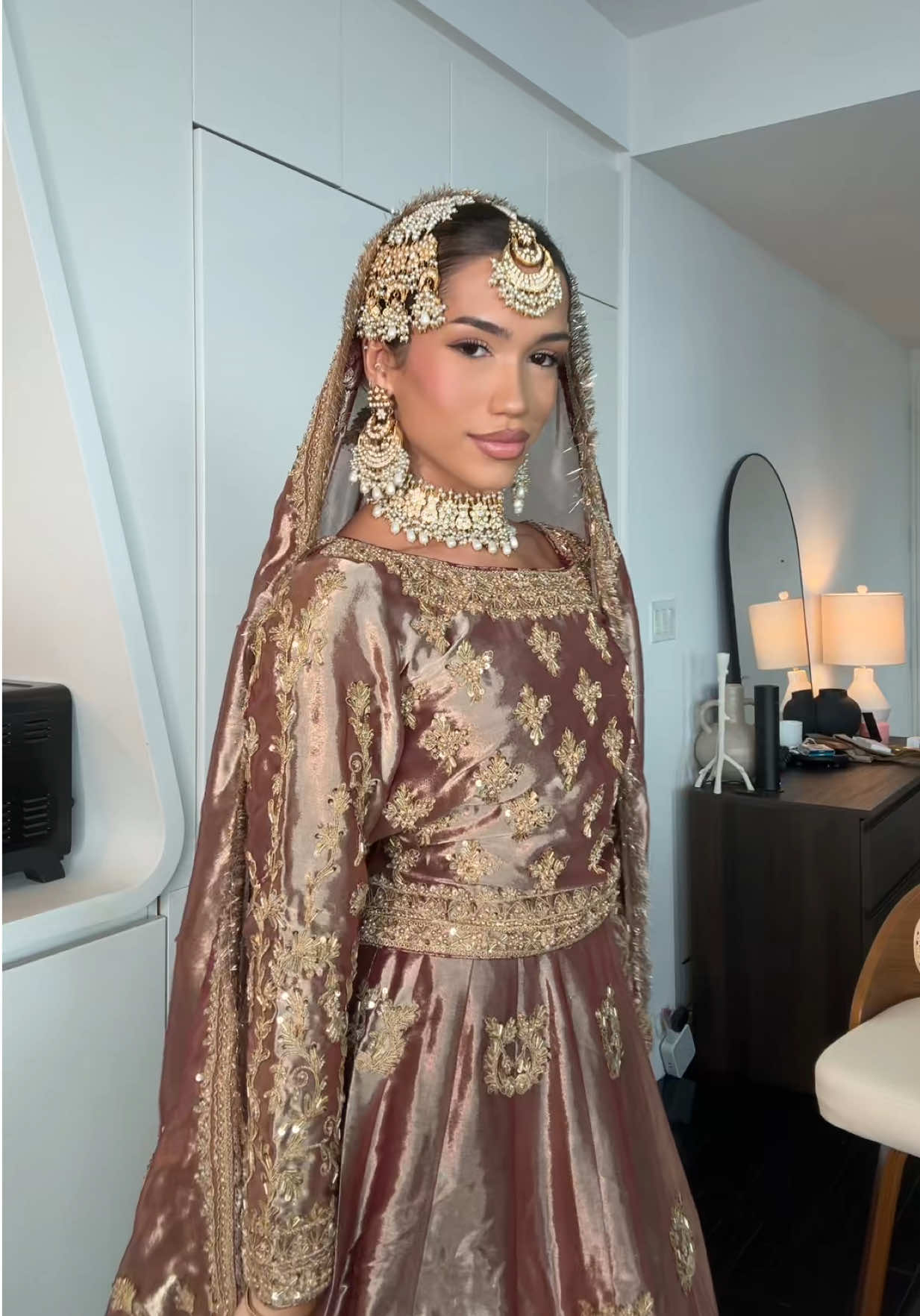 A post by @miantwins on TikTok caption: Did a little thing 🫣🥰 @Sarah did this Pakistani Bridal glam on me and I feel like a PRINCESS😭😭