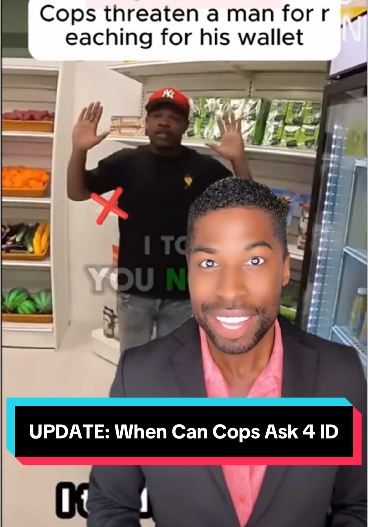 A post by @ugolord on TikTok caption: Replying to @AUX UPDATE: When are you required to show your ID to #police? (This applies in all 50 states!) Attorney #UgoLord reacts! #lawyer #TikTokPartner #TikTokLearningCampaign #stitch with  @Police Street 