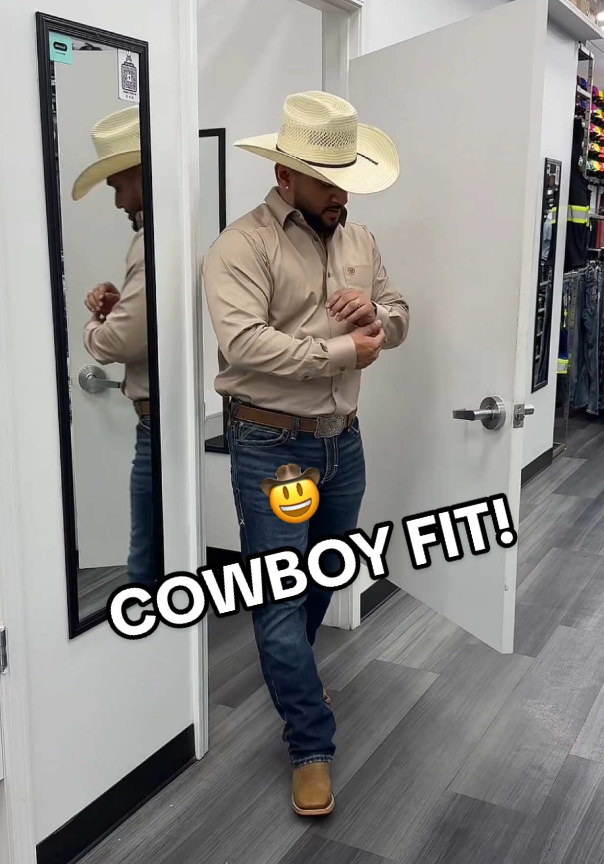 A post by @amigosproshop on TikTok caption: Clean cowboy fit!!😮‍💨   #western #cowboy #ootd #outfit #outfitinspo #jeans #ariat #boots 