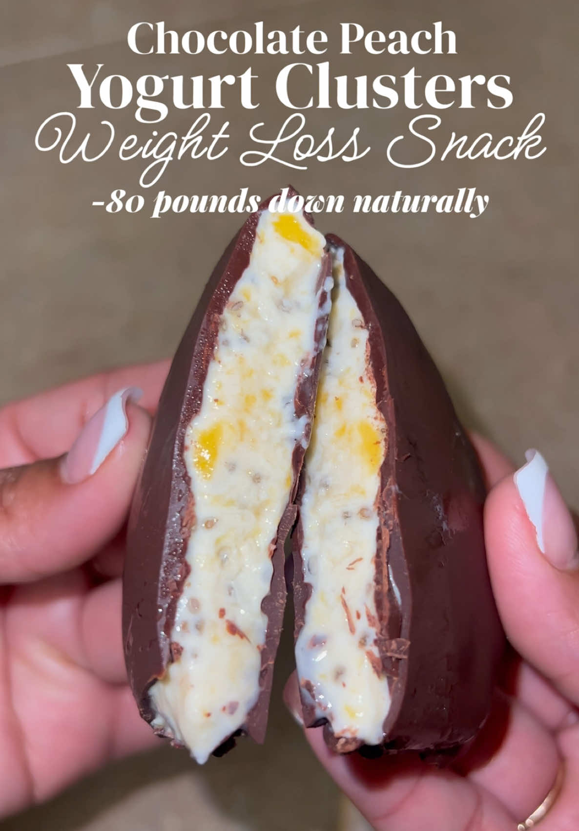 A post by @mishlovee on TikTok caption: Chocolate Peach Yogurt Clusters for Weight Loss ❤️ Ingredients:  -Peaches  -Yogurt  -Honey  -Chia Seeds  -Dark Chocolate  Enjoy 🥂 Find more recipes in My Weight Loss CookBook 📚 Www.bodybymish.com #weightlossjourney #weightlosstransformation #weightlossinspiration #weightloss #weightlosstips #reels  #workoutmotivation #workoutRoutine #gettingfit #BeginnerWorkOut #youtube #recipes #weightlossrecipes #WeightLossJourney #HealthyRecipes #ProteinAndFiber #SustainableEating #HealthyLiving #CookbookRelease #LoseWeight #Spaghettisquash