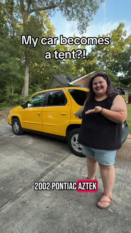 A post by @theloseitlog on TikTok caption: I love this car so much - find me car camping this fall! #TheLoseItLog #HealthJourney #wljourney #PontiacAztek #CarCamping 