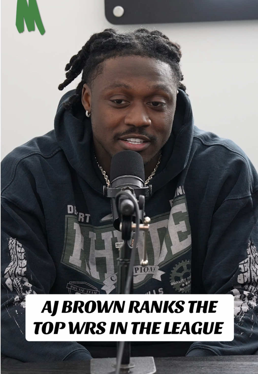 A post by @mworthofgame on TikTok caption: AJ Brown ranks the top WRs in the league 🏈