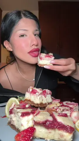 A post by @arimonika on TikTok caption: I’m your mom now and we’re going to make strawberry cheesecake bars #strawberry #cheesecake #Summer #summerdessert #imyourmomnow 