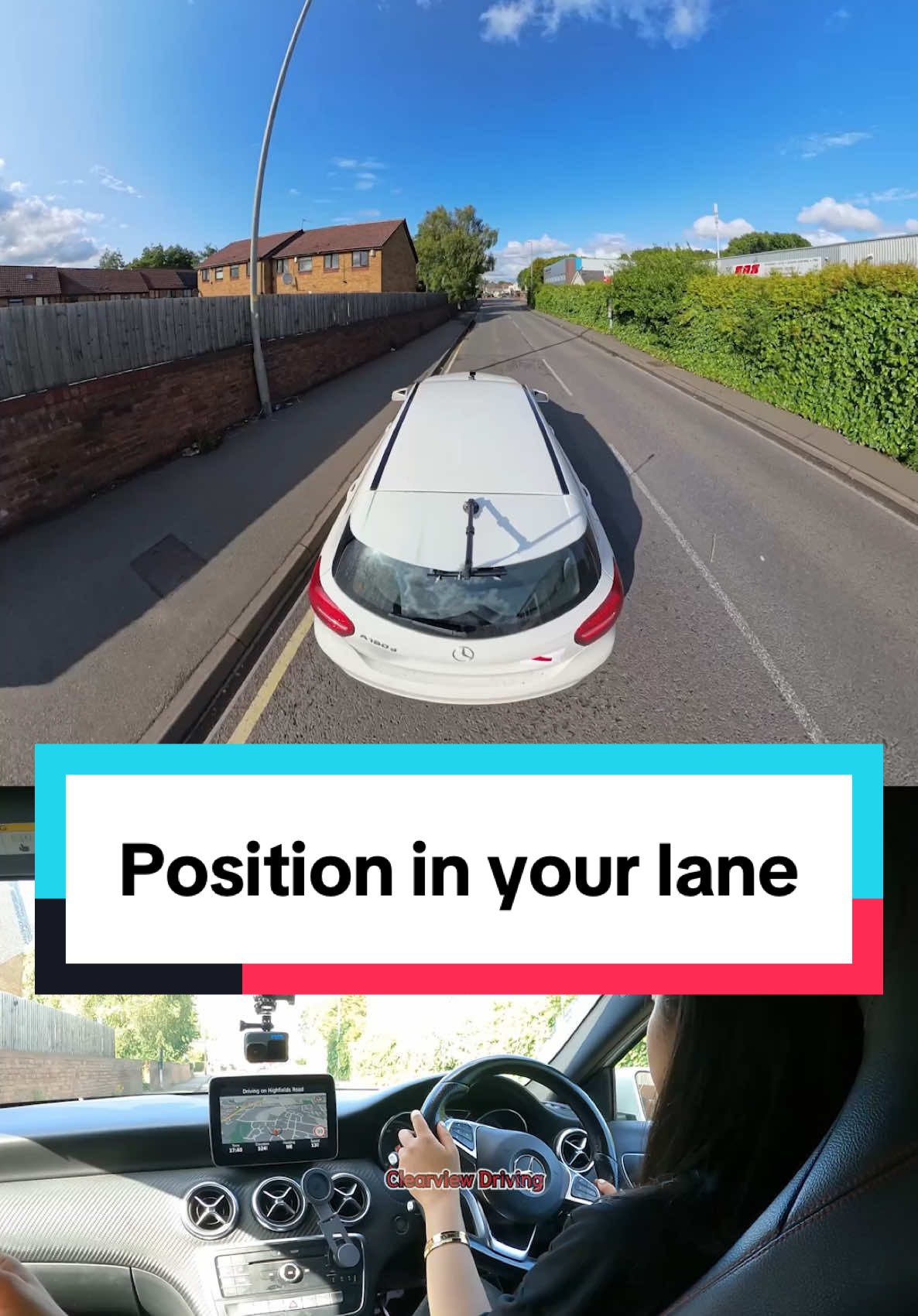 A post by @clearviewdriving on TikTok caption: Position with the driver seat of the vehicle ahead (if they are in a good position)  @S k mahal enterprises  #driving #car #learn #howto #position #steering #punjabi #family #cousin #teacher