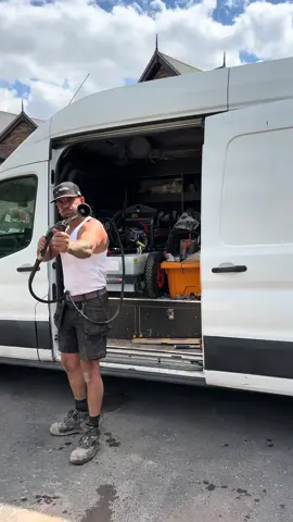 A post by @mahoneybrick on TikTok caption: @Altrad Belle MBX 08/120 E+ battery powered mini bowser pressure washer 💦 💦, wash down with ease. #battery #powered #jetwash #power #altradbelle #belle #waterbowser #jet #bricklayer #bricklayers #bricks #mortar #construction 