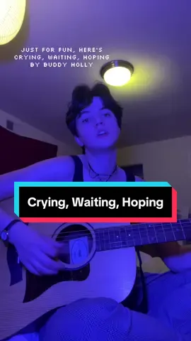A post by @oddpride on TikTok caption: Why did I think I’d be able to play that little A-D-A turnaround at speed though… that was hubris maybe.  #music #personal #buddyholly #1950s #cover #history 