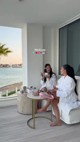 A post by @cinziazullo on TikTok caption: No better feeling than makeup on the balcony after a day in the sun🌊💕🍋🗺️🫐🌷🍓⛅️ @naomigenes 