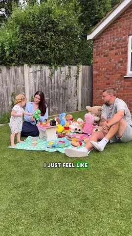 A post by @emmastephensonn on TikTok caption: There’s something so nostalgic about doing a Teddy Bears picnic! Even though most of our food went soggy from the rain, Bella loved it! 🧸🧺🌼 Plus, she got to use her miniature coffee machine, while we used our new one from @AO Lets Go ad