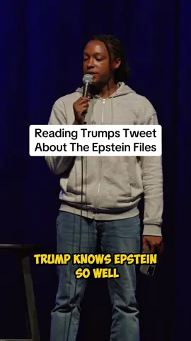 A post by @joshjohnsoncomedy on TikTok caption: Trying to make sense of Trumps Tweet about the Epstein Files
