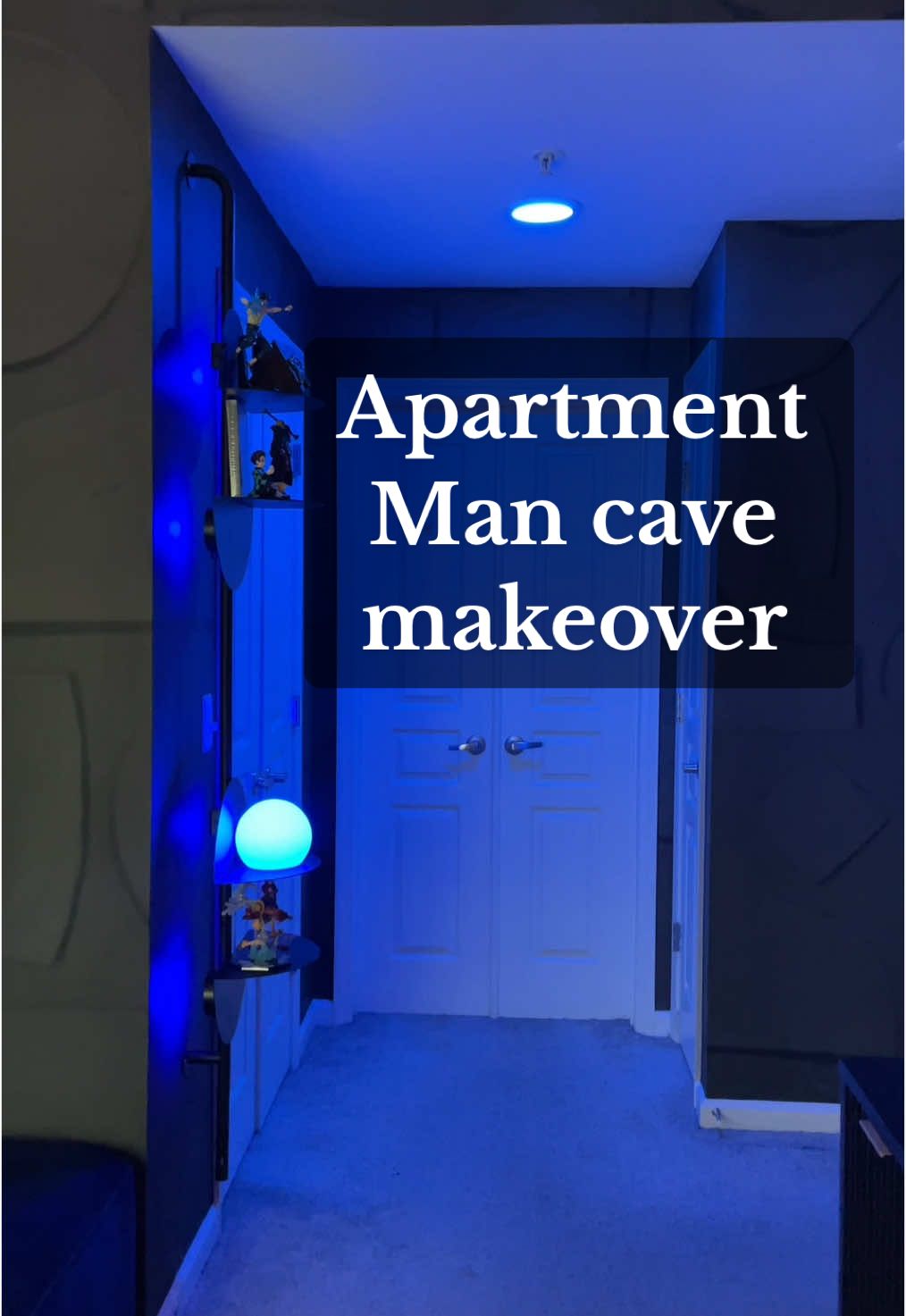A post by @myuglyapartment on TikTok caption: Shop this makeover in my bio 🤗 #mancave #mancaveideas #mancavegoals #masculinedecor #darkandmoodyinterior #apartmentdecor #cozyapartment 