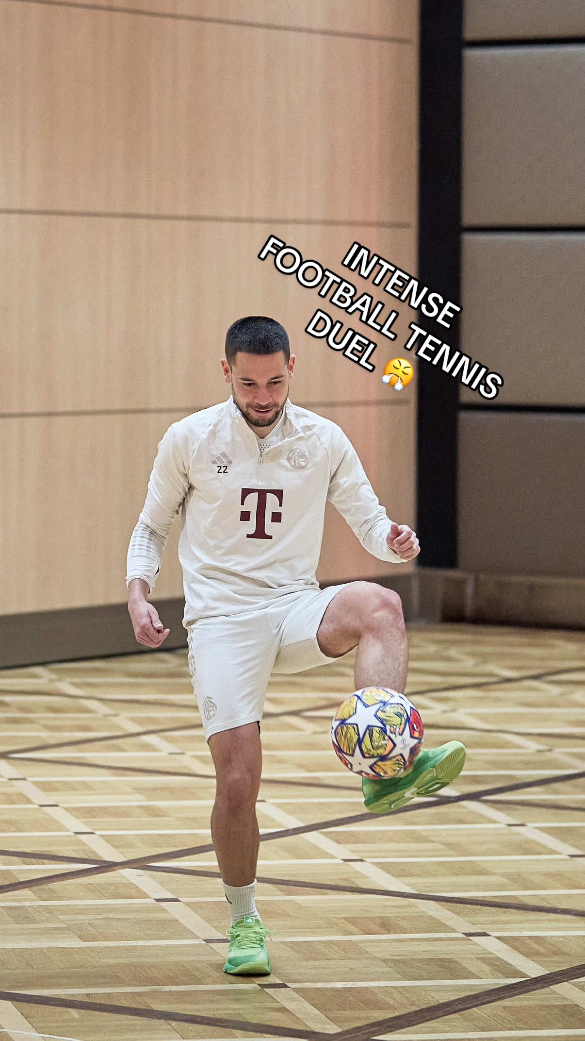 A post by @fcbayern on TikTok caption: We just love football tennis fun 😅  #FCBayern #MiaSanMia 