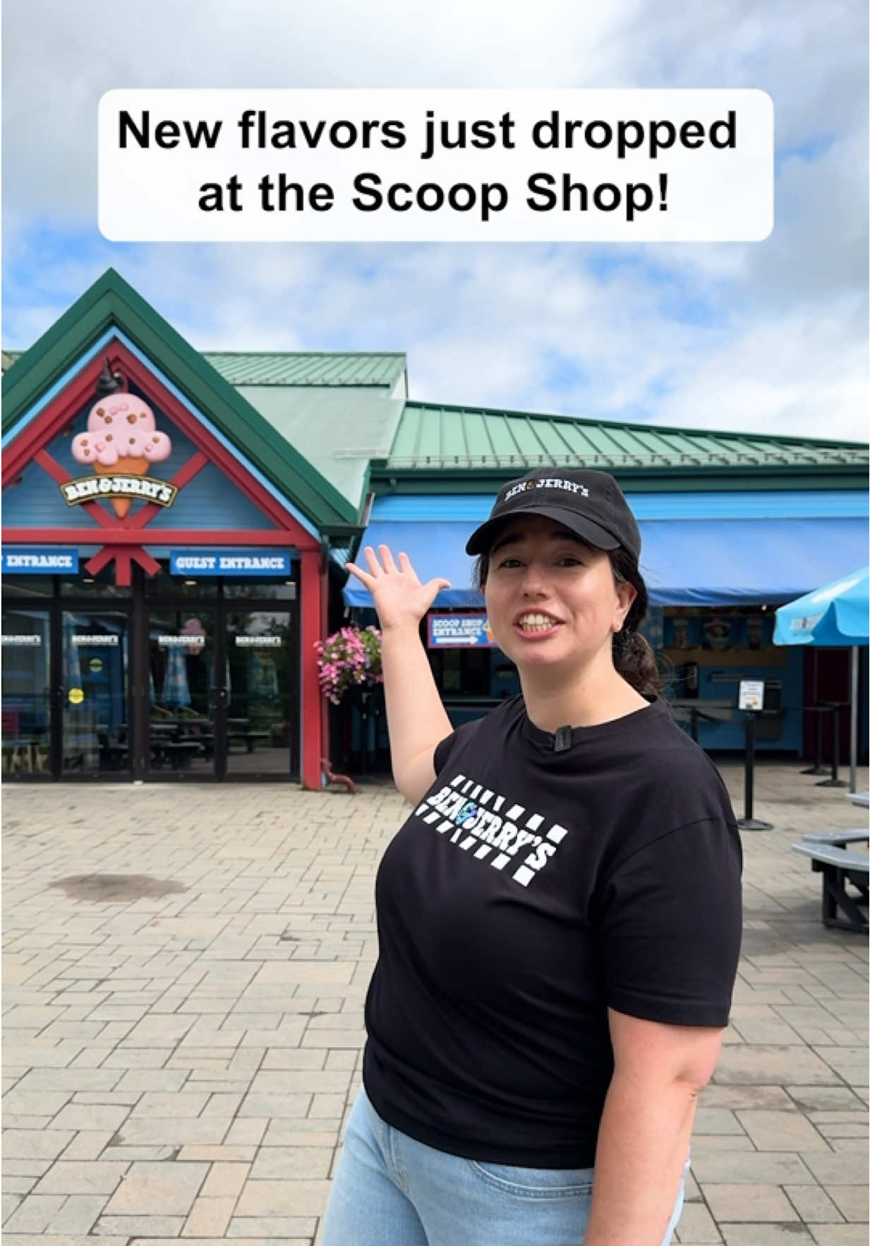 A post by @benandjerrys on TikTok caption: NEW Scoop Shop exclusive flavors just dropped! Plus, some fan favorites are BACK for the season! 🍦 Find your nearest Scoop Shop now and see what's on the menu. Link in our bio! #benandjerrys #scoopshop #icecream #summervibes #weekendvibes 