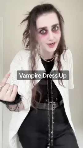 A post by @onyxwhy on TikTok caption: Get ready with me to go play vampires the masquerade. #vampiremakeup #vampire #OOTD #dressup #getreadywithme #outfitinspo #outfitideas #outfit 
