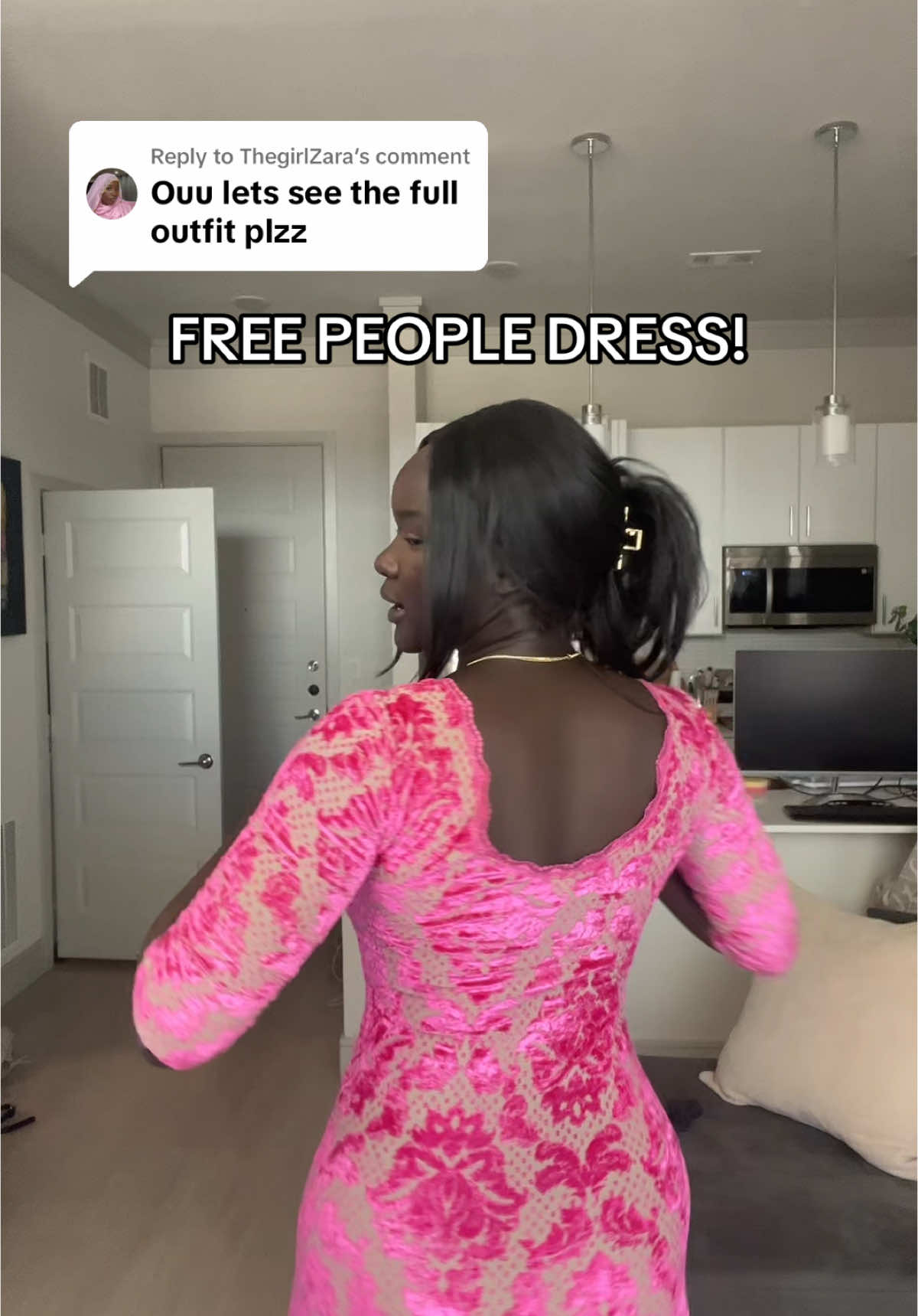 A post by @missslado on TikTok caption: Replying to @ThegirlZara  I loveee this dress. One of my best thrift finds 😍😍 #freepeople #thriftfind #cocktaildress @Free People 