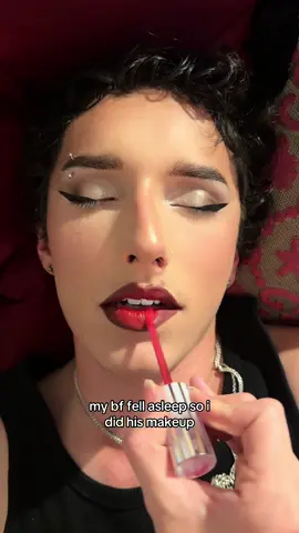 A post by @abbyroberts on TikTok caption: why’d he just mog me tho 😭 @David lammond #bf #makeup #beauty 