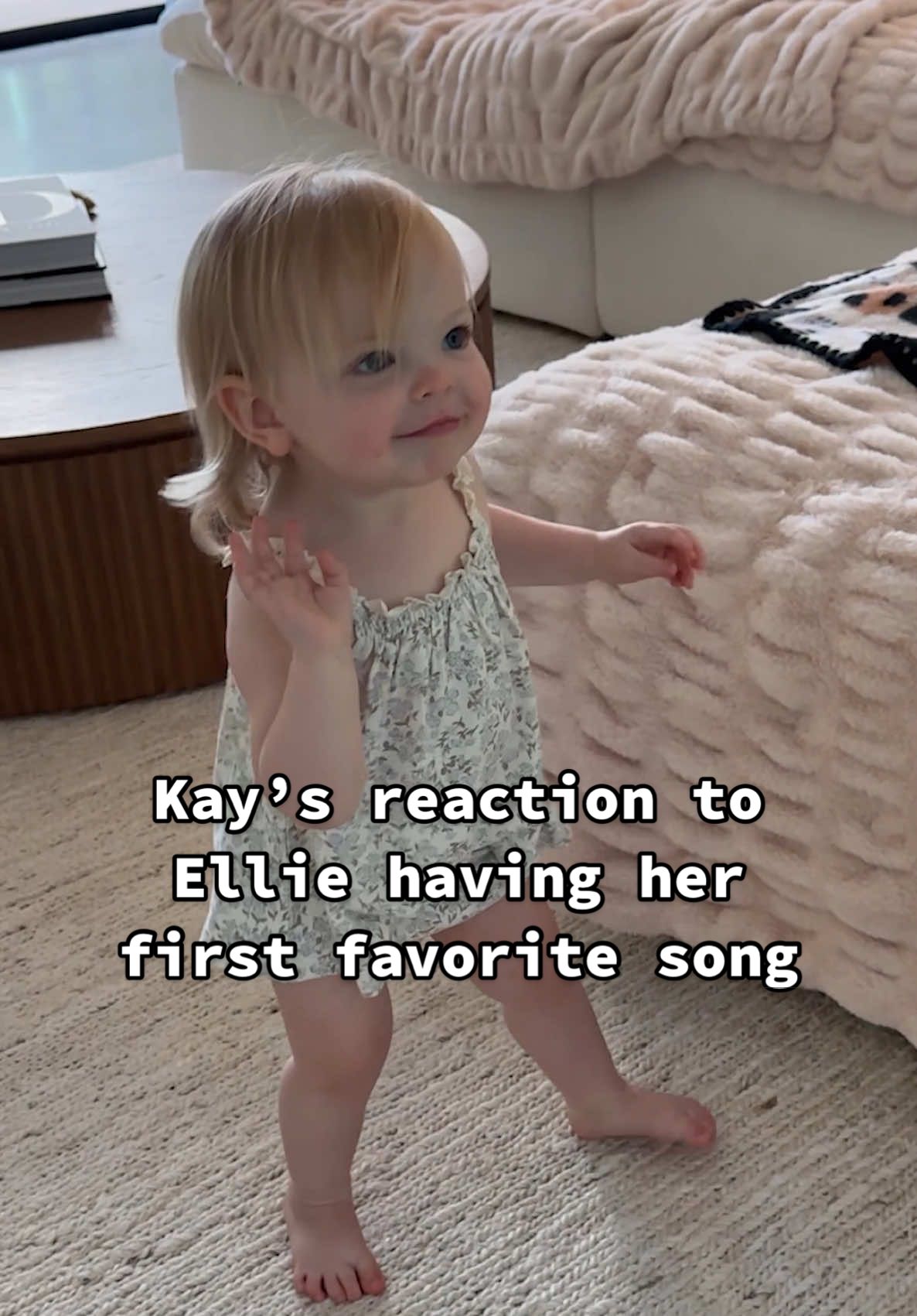 A post by @kayandtayofficial on TikTok caption: She said “please and thank you” at the end! 🥹🩵 backstory ::: Ellie has her first favorite song! She asks for this song all the time! She calls it the “beep beep” song because of the horn on the bus. 😂 Kay made the mistake of showing Ellie that our screen in the living room can play the song by asking. And now Ellie asks us to play it all of the time! She loves doing the dances with us! The only problem with her favorite song is that she wants to hear it back to back. And once it ends. She says more in the sweetest way… and she will say please and thank you. And it’s so hard for us to say no! 😂😅 #kayandtayofficial #couples #relationships #pregnant #postpartum 
