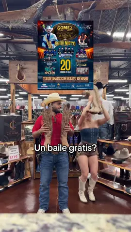 A post by @celes_ttee on TikTok caption: GRATIS TOTALMENTE!!! Solo ve a cualquier @Gomez Western Wear Shop por tu boleto 🤗 #celeste #baile #texas #huapango 