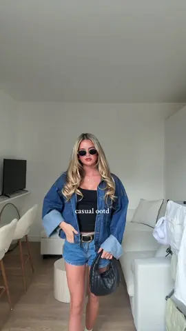 A post by @julia_lesniak on TikTok caption: Denim on denim day! #ootd #outfits #denim #denimshorts #fashion @target @prettylittlethingUSA 