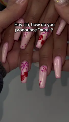 A post by @mooyahyah on TikTok caption: Aura Cherry Bow Nails 🎀🍒