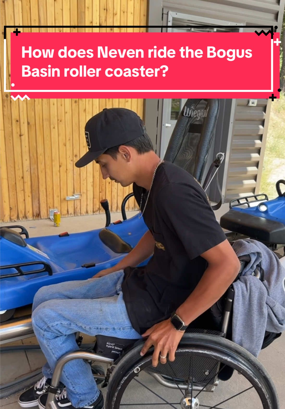 A post by @amberandneven on TikTok caption: How does Neven ride the Bogus Basin roller coaster? #questionoftheday #paralyzed #paraplegic #wheelchair #wheelchairlife #fylpシviralシ #spinalcordinjury #spinalcordinjuryrecovery #spinalcordinjurysurvivor #fiance #engaged #motivation #howto #dirtbike #moto #racing #foryoupage #craighospital @Amber Cogbill @Neven 