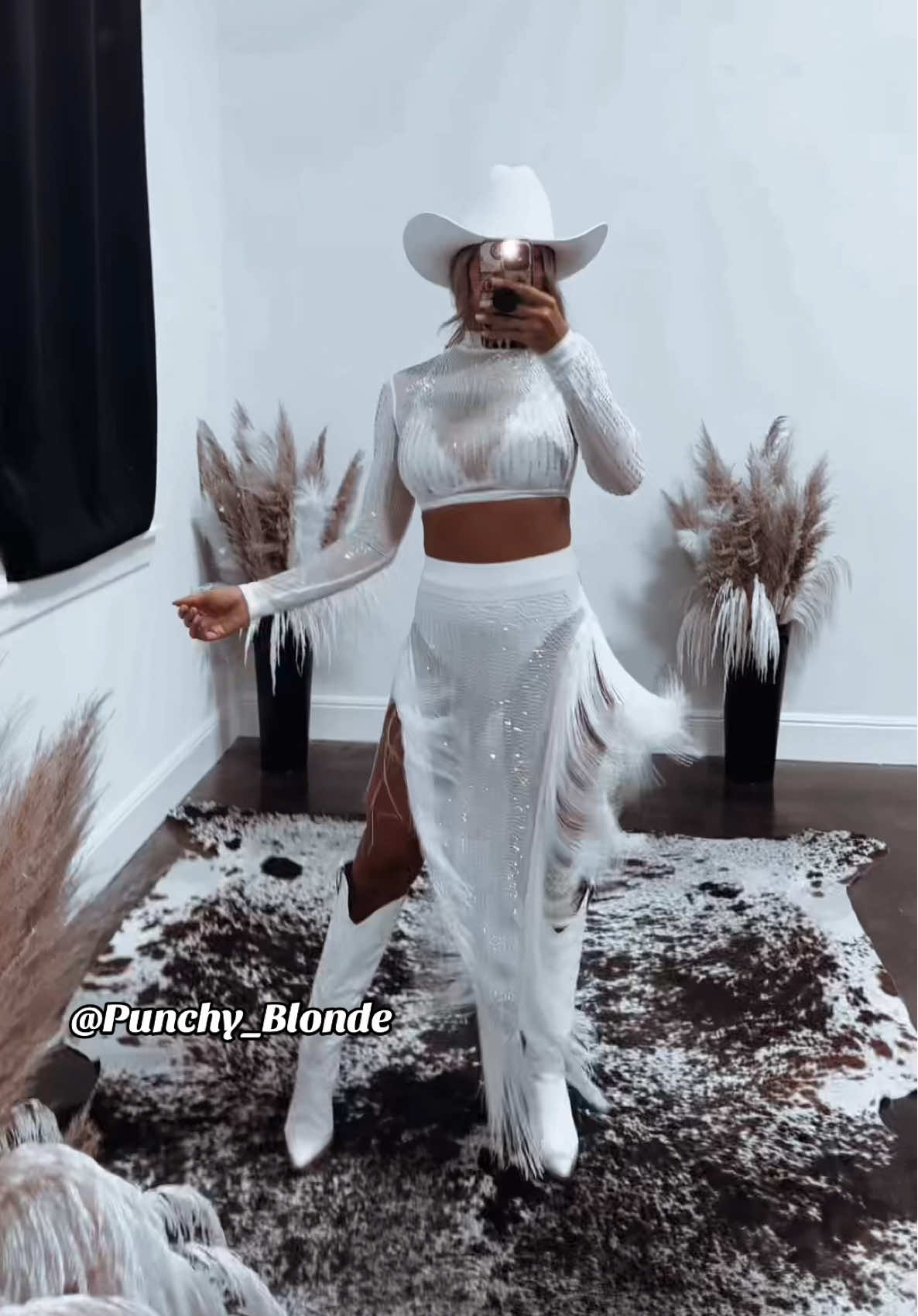 A post by @punchy_blonde on TikTok caption: Which color are you choosing?✨ #shoppunchyblonde #westernfashioninspo #bacheloretteoutfit #nfrfashion #cowgirlboots 