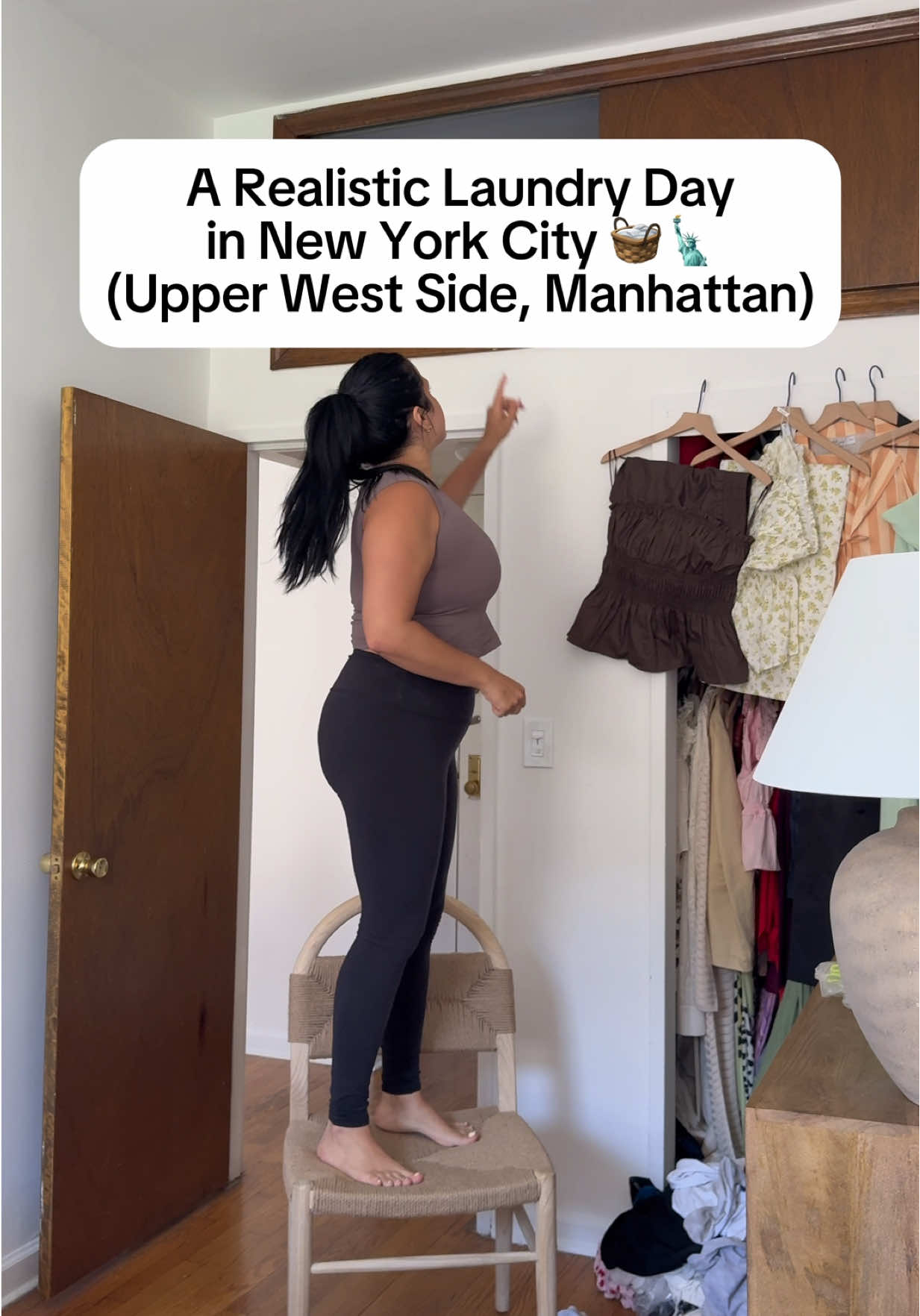 A post by @niessaxoxo_ on TikTok caption: How to do laundry in New York City 🧺🗽 #nyclife #nycapartment #laundry #laundryday #everydaylife #normalpeople #laundromat #laundromatlife #wagon #reallife #chores #laundryhacks #laundromats #howto @Gain @Seventh Generation @away @BÉIS 
