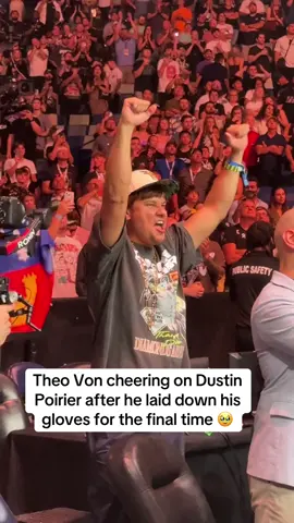 A post by @espnmma on TikTok caption: The love #TheoVon has for #DustinPoirier 👏❤️ #UFC318 #UFC #MMA