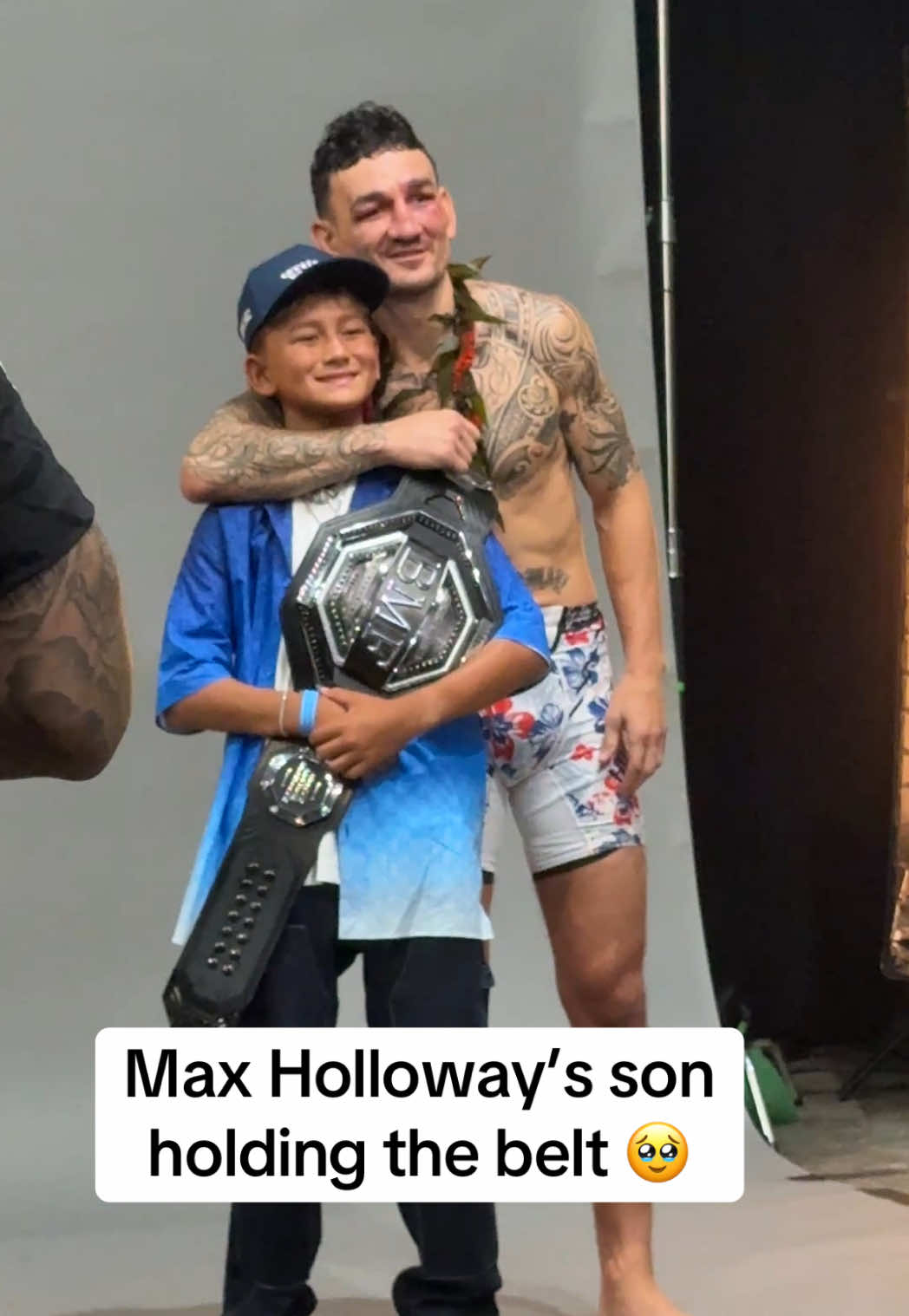 A post by @espnmma on TikTok caption: Wholesome 🥹 @SportsCenter NEXT #MaxHolloway #UFC318 #UFC #MMA