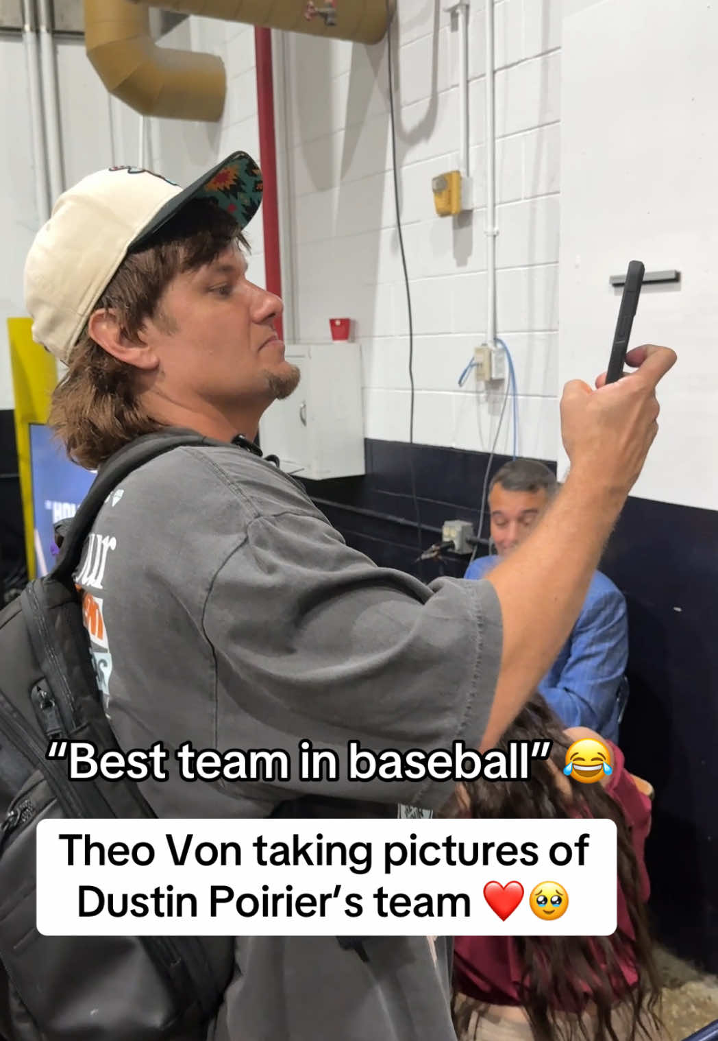 A post by @espnmma on TikTok caption: #TheoVon is too funny 😂 #DustinPoirier #UFC318 #UFC #MMA