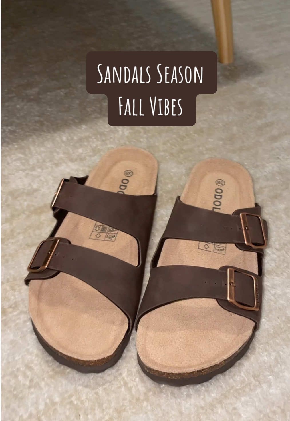 A post by @kassieemariee on TikTok caption: Sandal Season Fall Vibes  #sandals #sandal #fall #vibes #fallseason #cozy #tiktokshop #fypシ #viral 