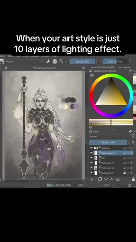 A post by @onyxwhy on TikTok caption: Here’s a bit of the process when I do digital art. This is often how I finish a piece. #art #artprocess #characterart #digitalart #OC #dnd #dndcharacter #dumgeonsanddragons #digitalartist 